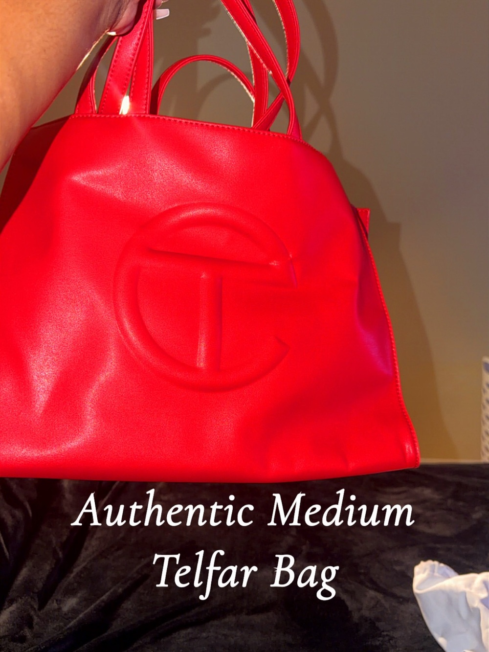 Telfar Medium Tote in Bright Red with Embossed Logo